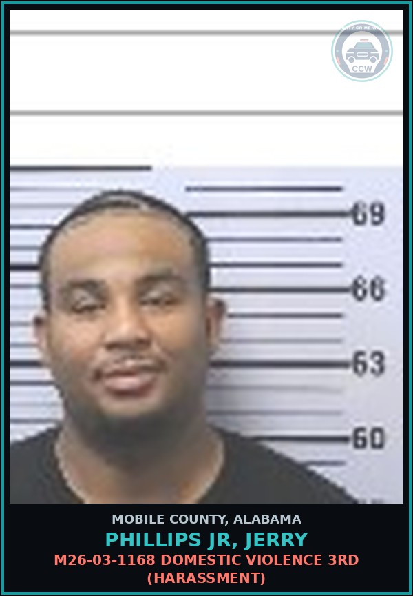 Booking mugshot of PHILLIPS JR, JERRY in Mobile County