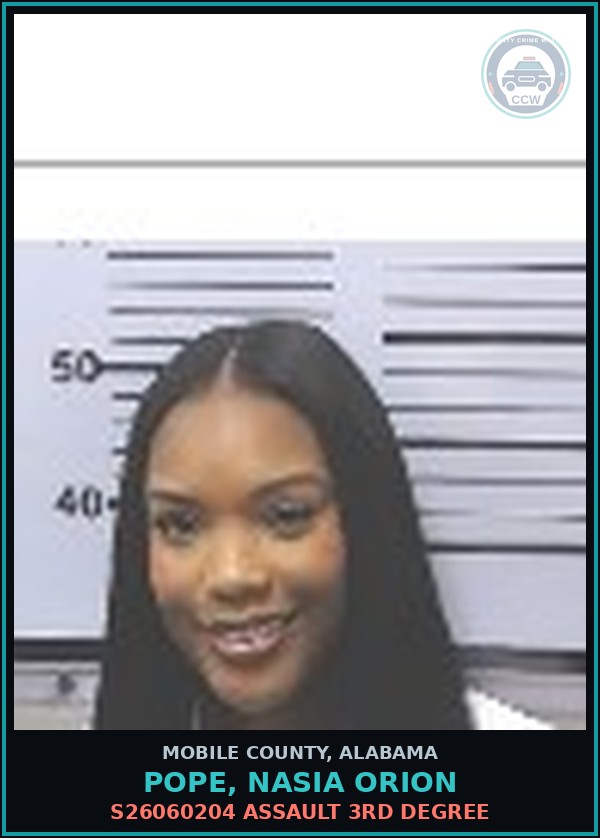 Booking mugshot of POPE, NASIA ORION in Mobile County