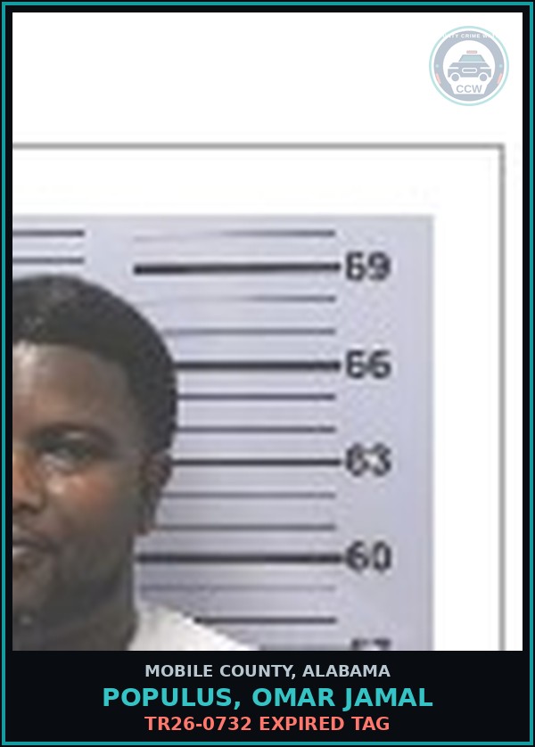 Booking mugshot of POPULUS, OMAR JAMAL in Mobile County