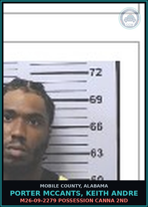 Booking mugshot of PORTER MCCANTS, KEITH ANDRE in Mobile County