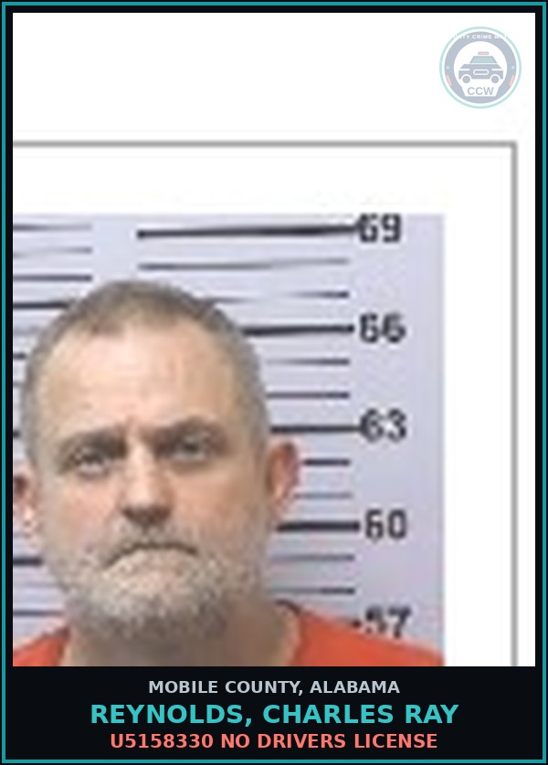 Booking mugshot of REYNOLDS, CHARLES RAY in Mobile County