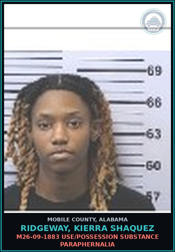 Booking mugshot of RIDGEWAY, KIERRA SHAQUEZ in Mobile County