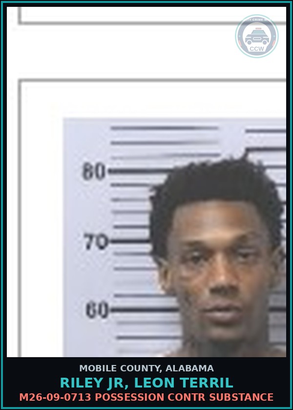 Booking mugshot of RILEY JR, LEON TERRIL in Mobile County