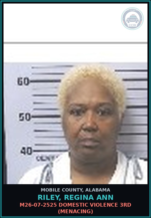 Booking mugshot of RILEY, REGINA ANN in Mobile County