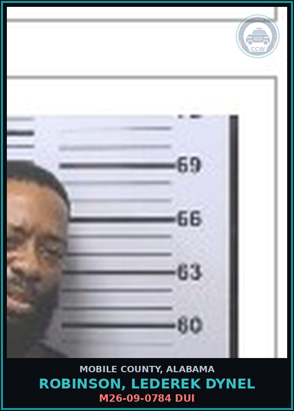 Booking mugshot of ROBINSON, LEDEREK DYNEL in Mobile County