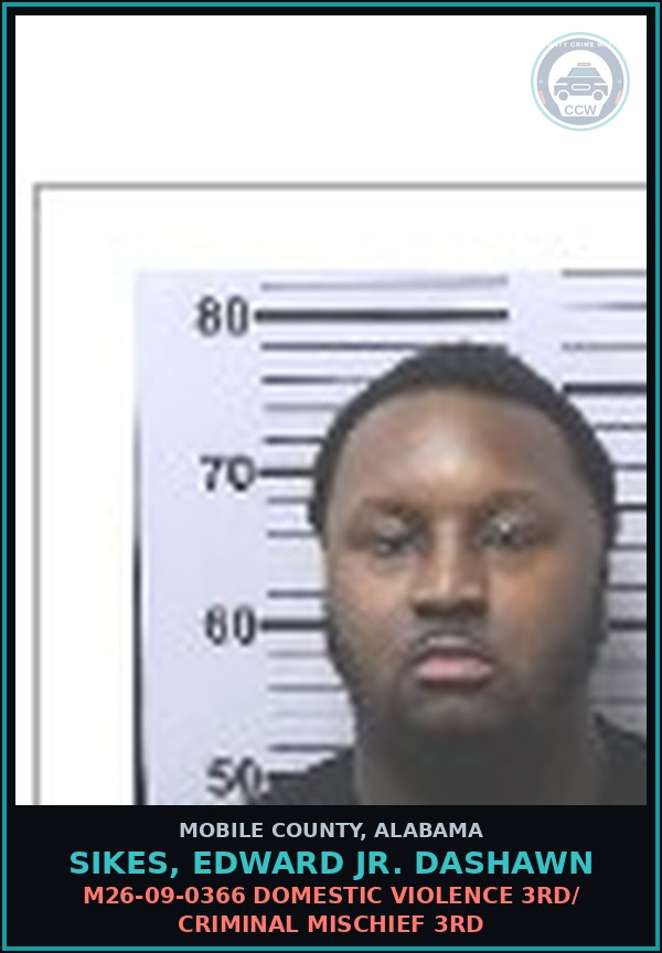 Booking mugshot of SIKES, EDWARD JR. DASHAWN in Mobile County