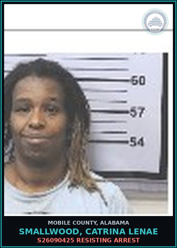 Booking mugshot of SMALLWOOD, CATRINA LENAE in Mobile County
