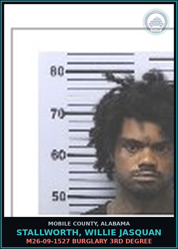Booking mugshot of STALLWORTH, WILLIE JASQUAN in Mobile County