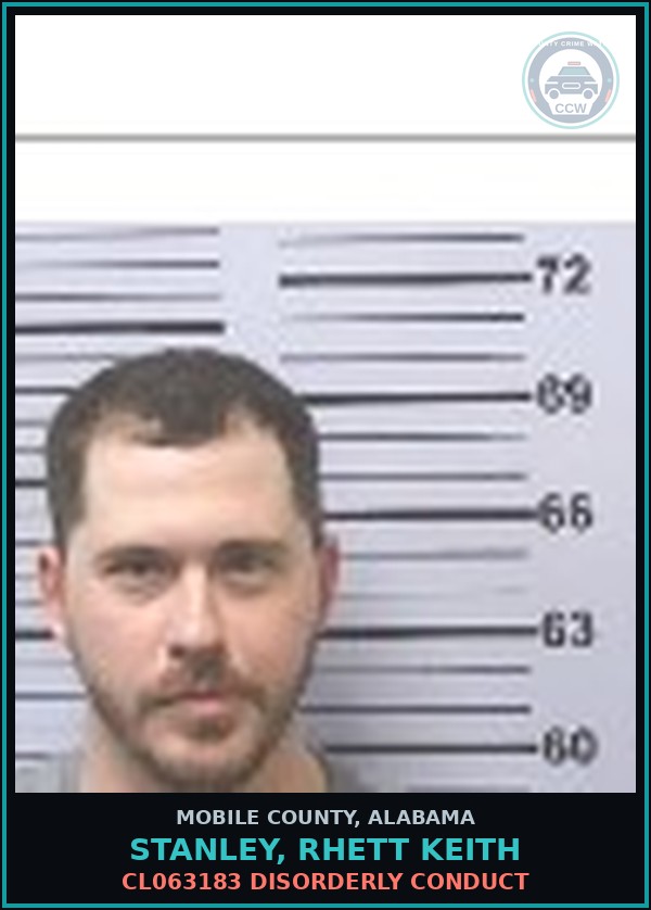 Booking mugshot of STANLEY, RHETT KEITH in Mobile County
