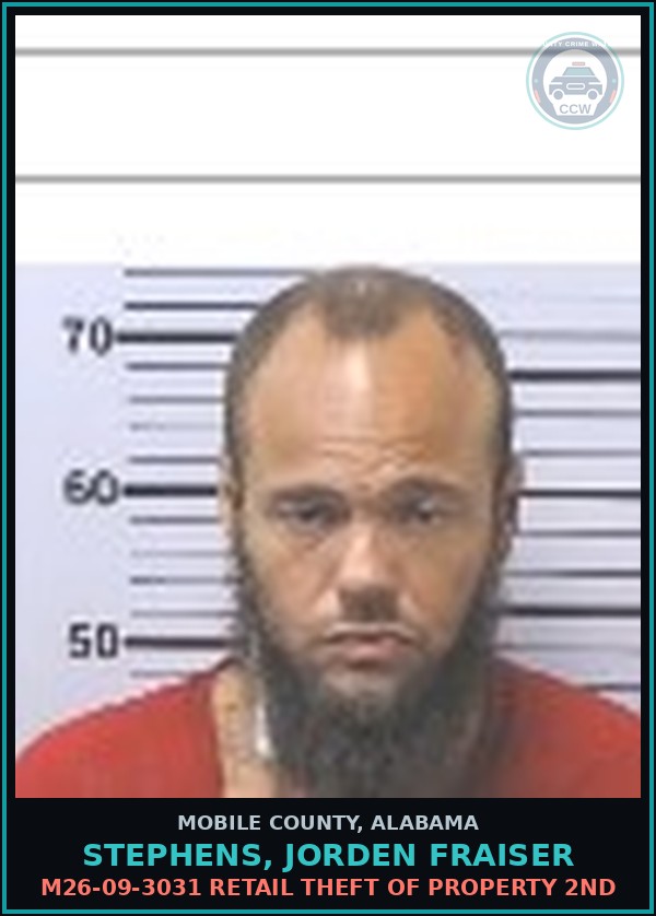 Booking mugshot of STEPHENS, JORDEN FRAISER in Mobile County