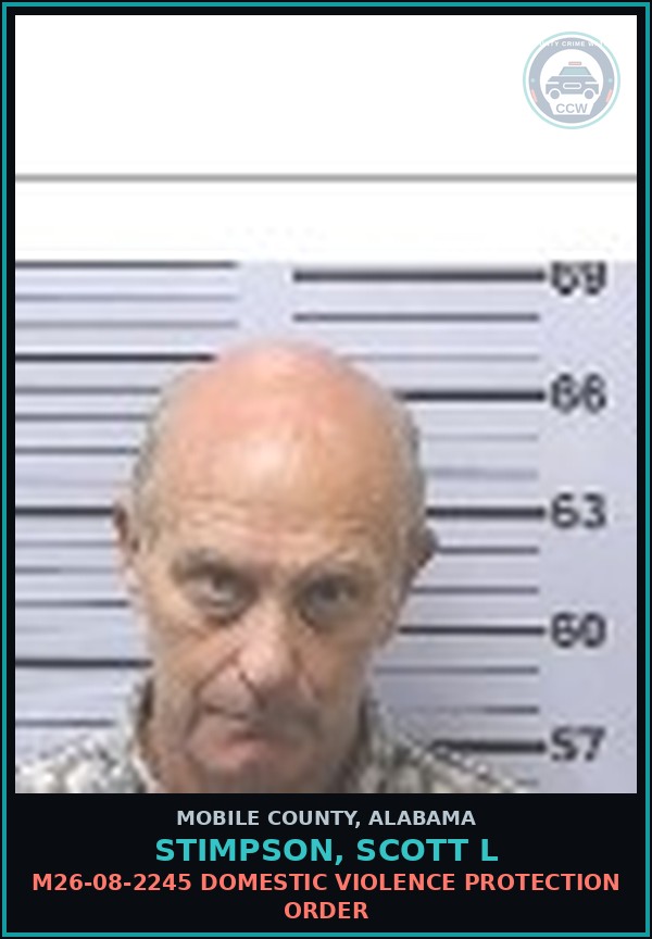 Booking mugshot of STIMPSON, SCOTT L in Mobile County