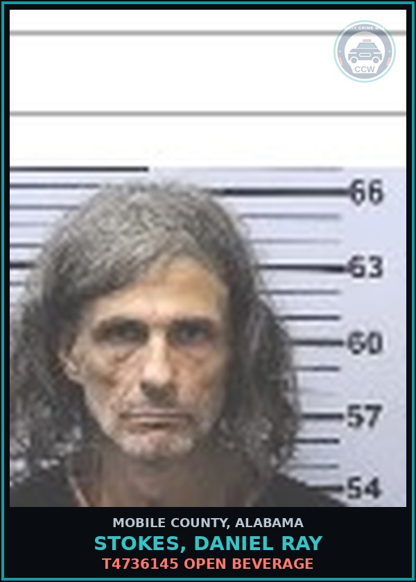 Booking mugshot of STOKES, DANIEL RAY in Mobile County