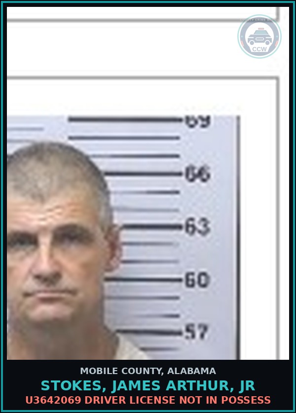 Booking mugshot of STOKES, JAMES ARTHUR, JR in Mobile County