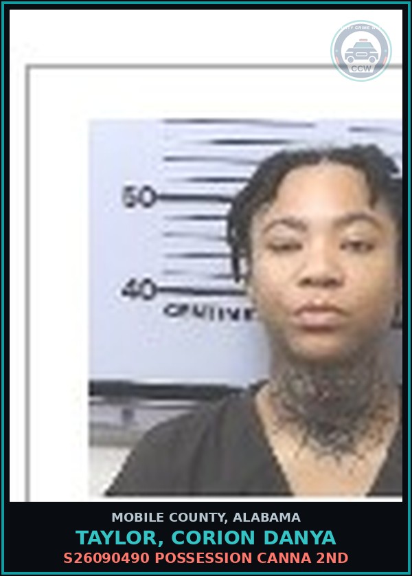Booking mugshot of TAYLOR, CORION DANYA in Mobile County