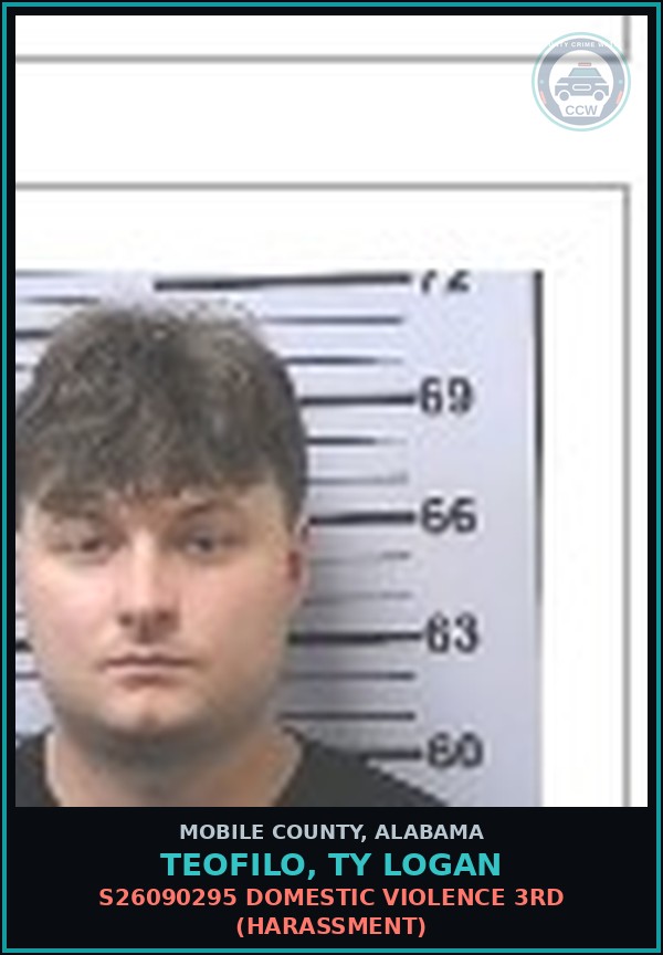 Booking mugshot of TEOFILO, TY LOGAN in Mobile County