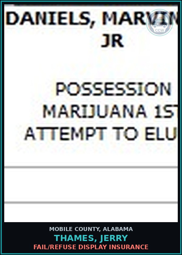 Booking mugshot of THAMES, JERRY in Mobile County