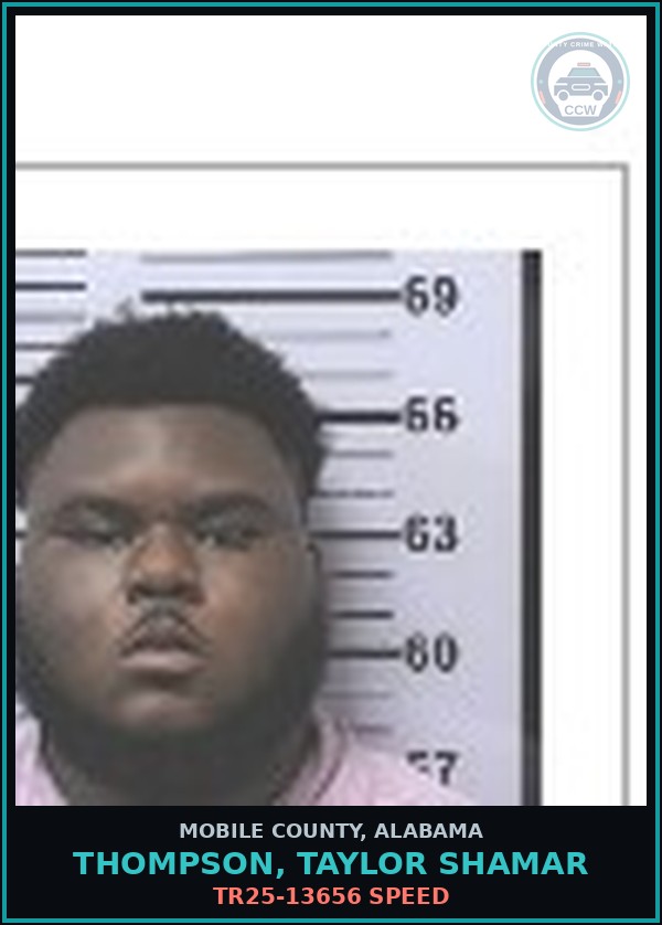 Booking mugshot of THOMPSON, TAYLOR SHAMAR in Mobile County