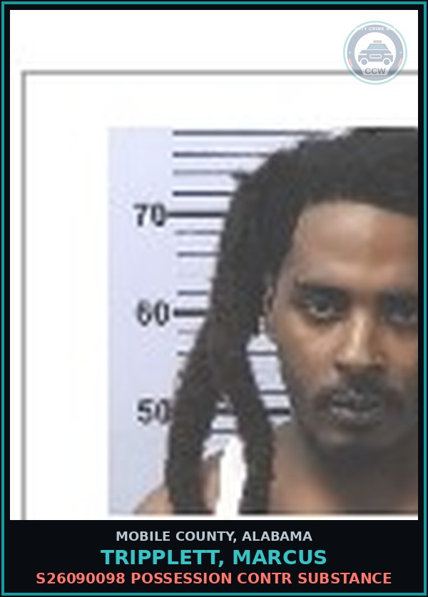 Booking mugshot of TRIPPLETT, MARCUS in Mobile County