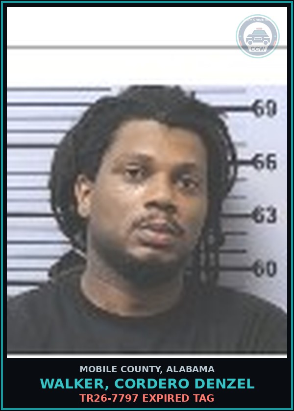 Booking mugshot of WALKER, CORDERO DENZEL in Mobile County