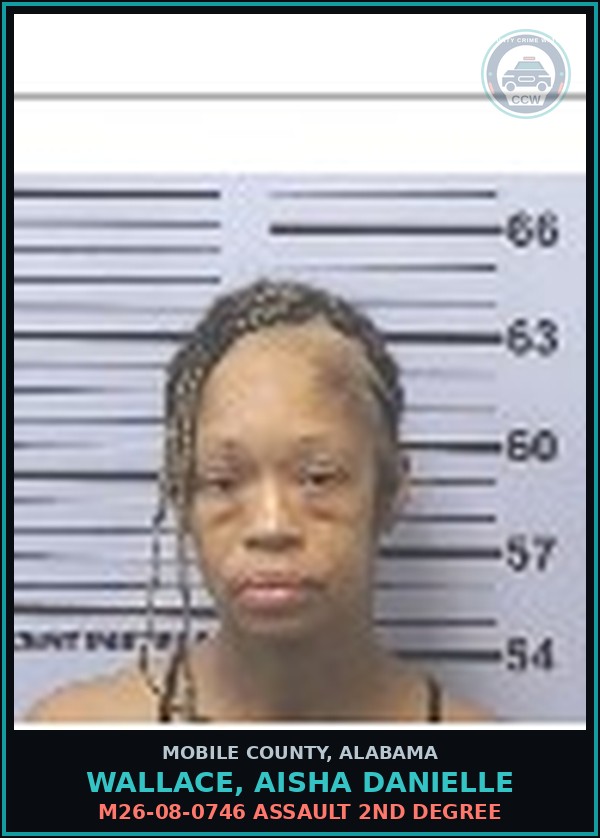 Booking mugshot of WALLACE, AISHA DANIELLE in Mobile County