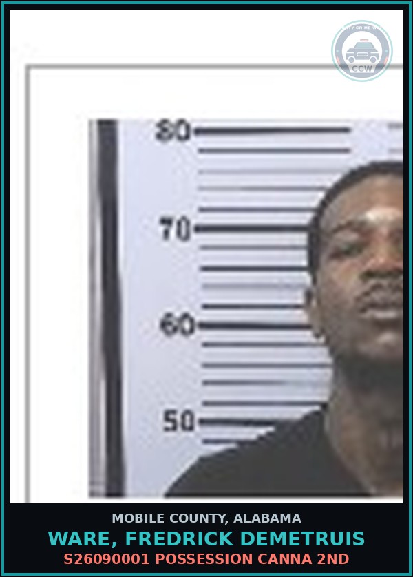 Booking mugshot of WARE, FREDRICK DEMETRUIS in Mobile County
