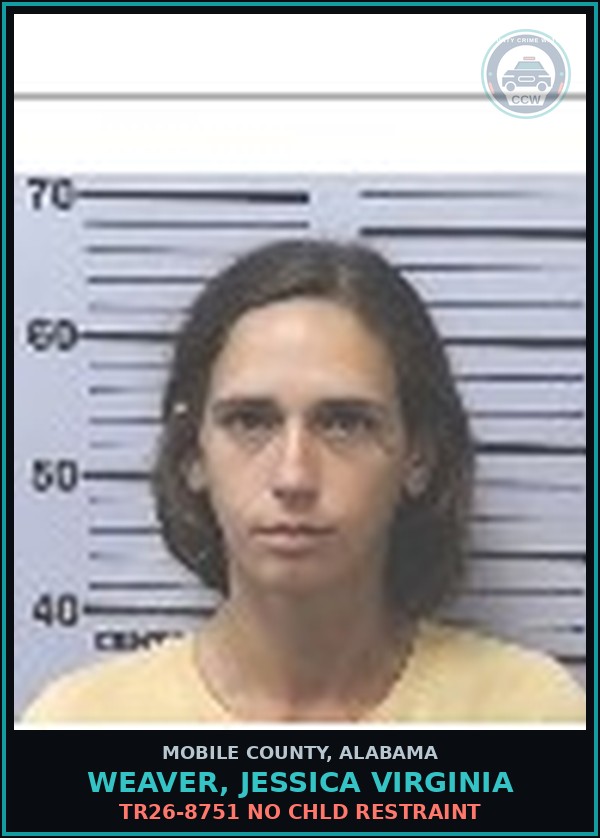 Booking mugshot of WEAVER, JESSICA VIRGINIA in Mobile County