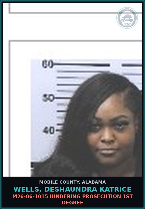 Booking mugshot of WELLS, DESHAUNDRA KATRICE in Mobile County