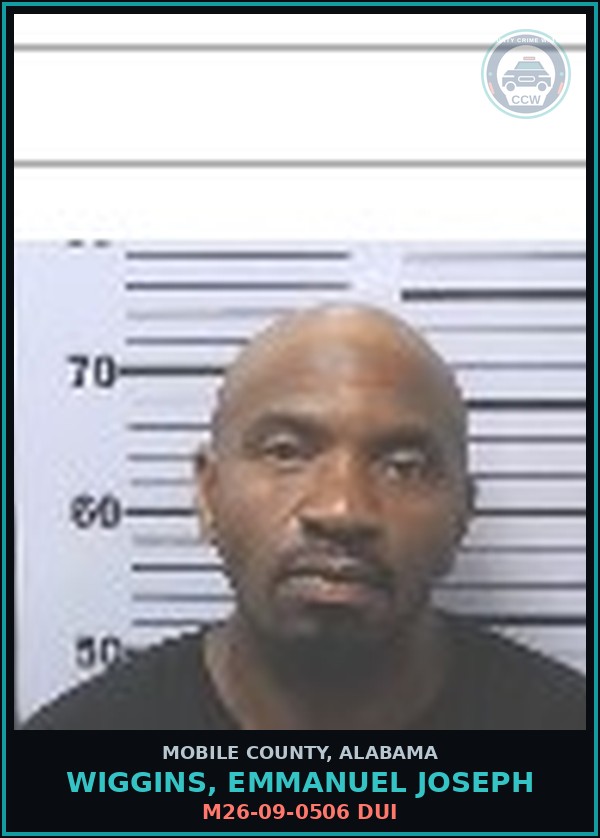 Booking mugshot of WIGGINS, EMMANUEL JOSEPH in Mobile County