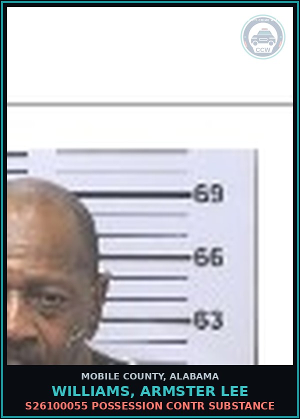 Booking mugshot of WILLIAMS, ARMSTER LEE in Mobile County