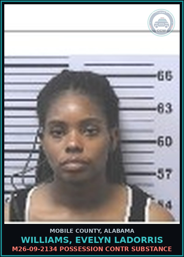 Booking mugshot of WILLIAMS, EVELYN LADORRIS in Mobile County