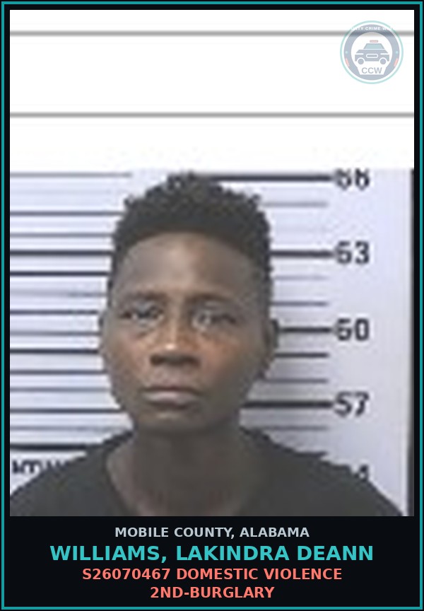 Booking mugshot of WILLIAMS, LAKINDRA DEANN in Mobile County