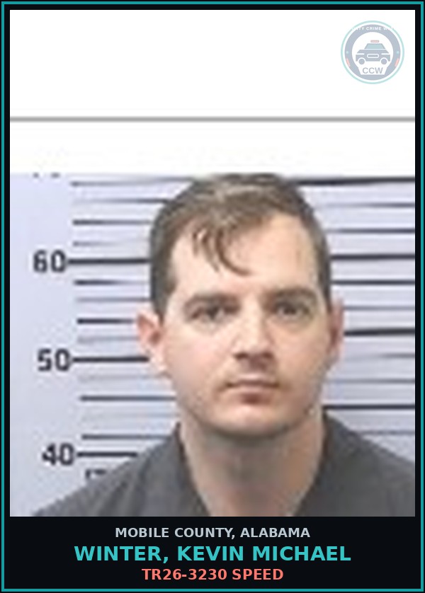 Booking mugshot of WINTER, KEVIN MICHAEL in Mobile County