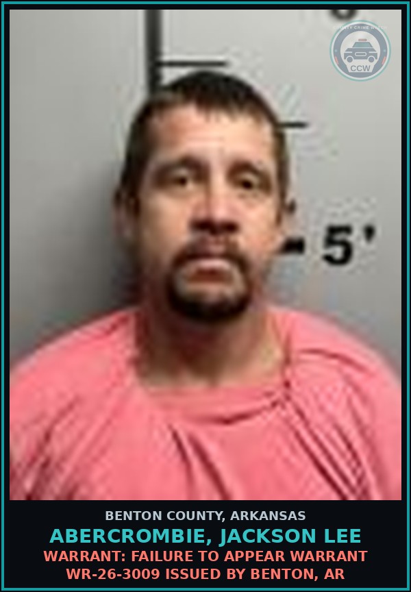 Booking mugshot of Abercrombie, Jackson Lee in Benton County