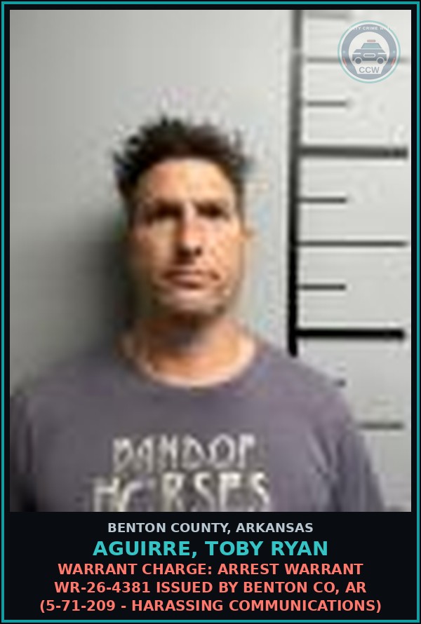 Booking mugshot of Aguirre, Toby Ryan in Benton County