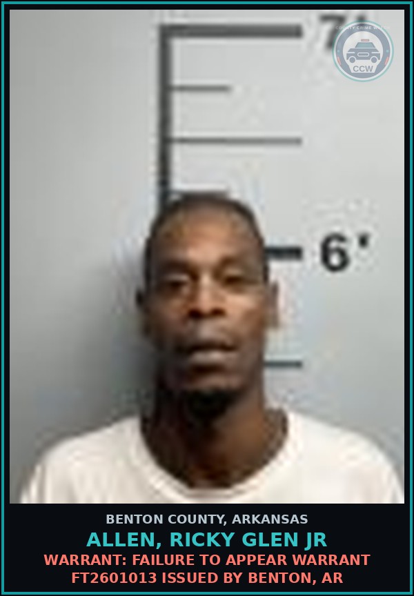Booking mugshot of Allen, Ricky Glen Jr in Benton County