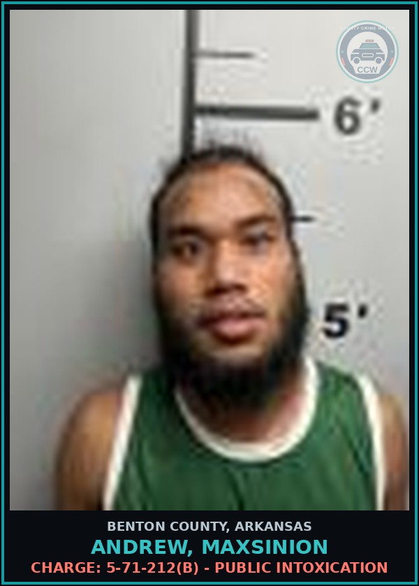 Booking mugshot of Andrew, Maxsinion in Benton County