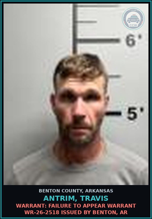 Booking mugshot of Antrim, Travis in Benton County