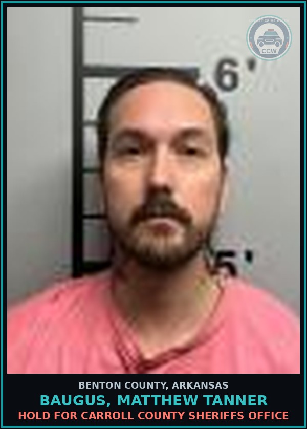 Booking mugshot of Baugus, Matthew Tanner in Benton County