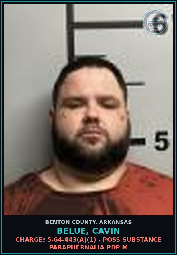 Booking mugshot of Belue, Cavin in Benton County