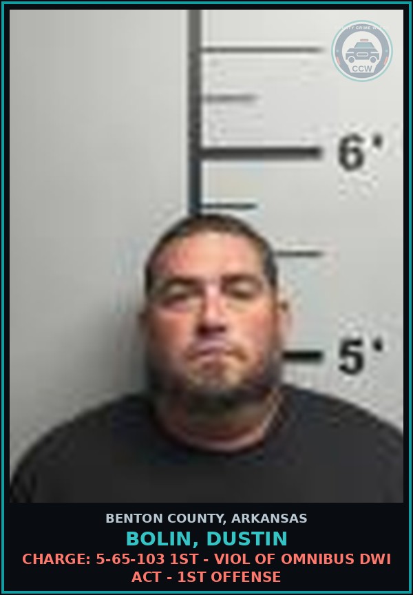 Booking mugshot of Bolin, Dustin in Benton County