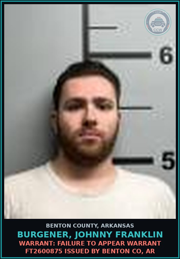 Booking mugshot of Burgener, Johnny Franklin in Benton County