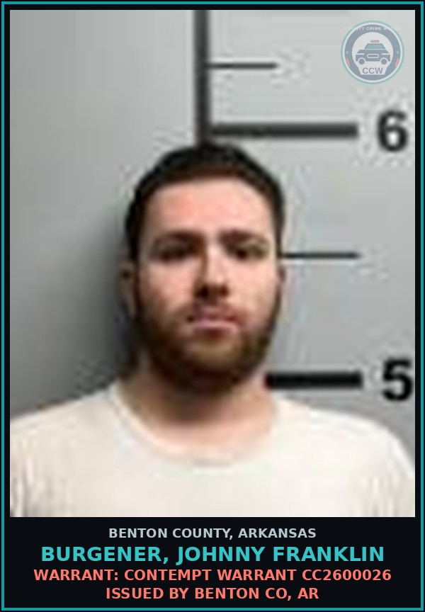 Booking mugshot of Burgener, Johnny Franklin in Benton County