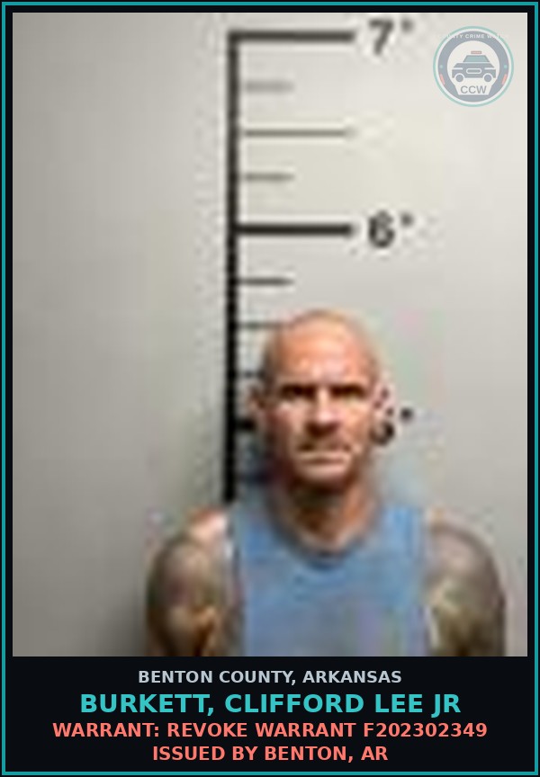 Booking mugshot of Burkett, Clifford Lee Jr in Benton County