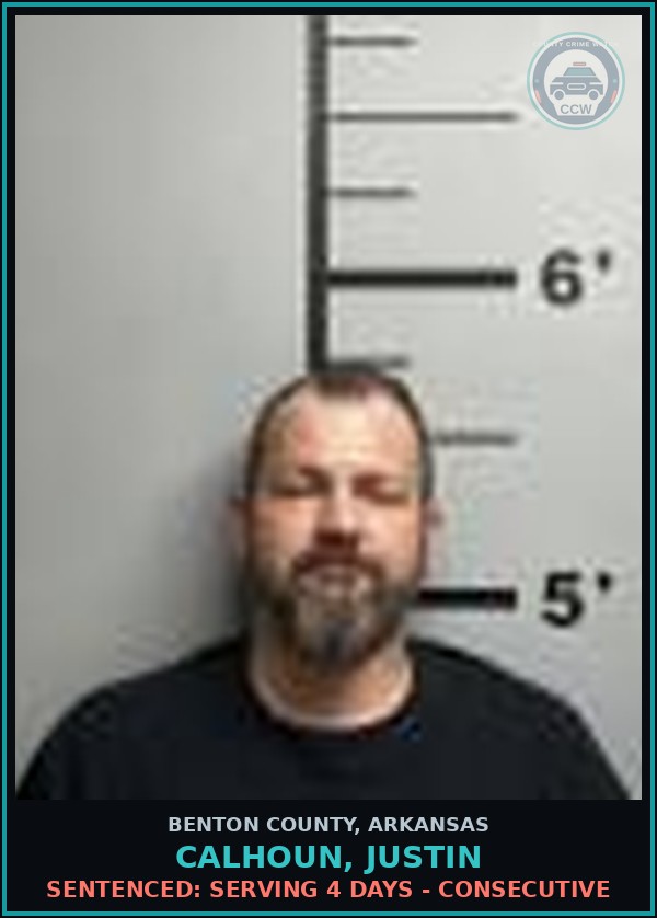 Booking mugshot of Calhoun, Justin in Benton County