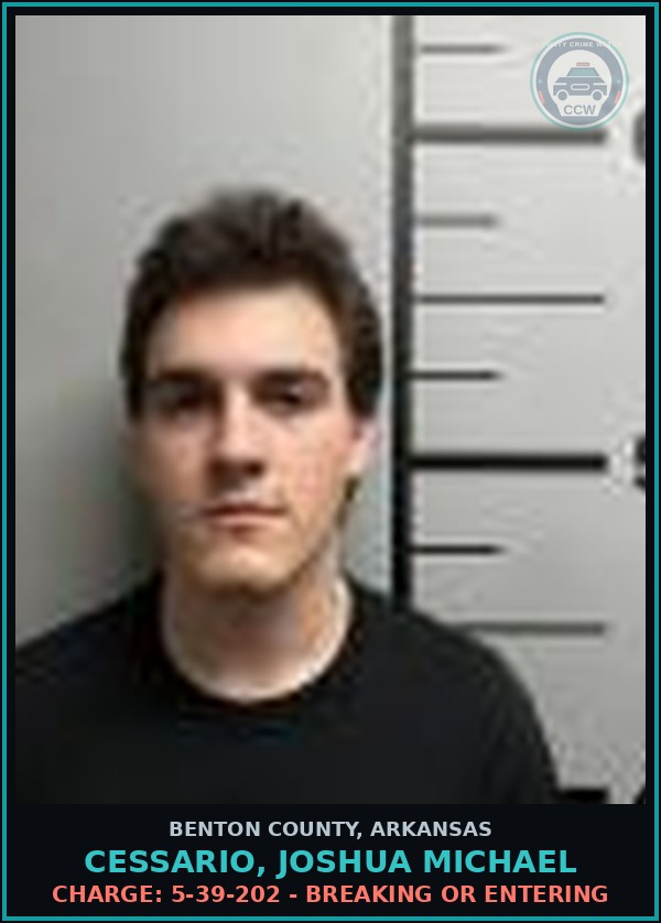 Booking mugshot of Cessario, Joshua Michael in Benton County