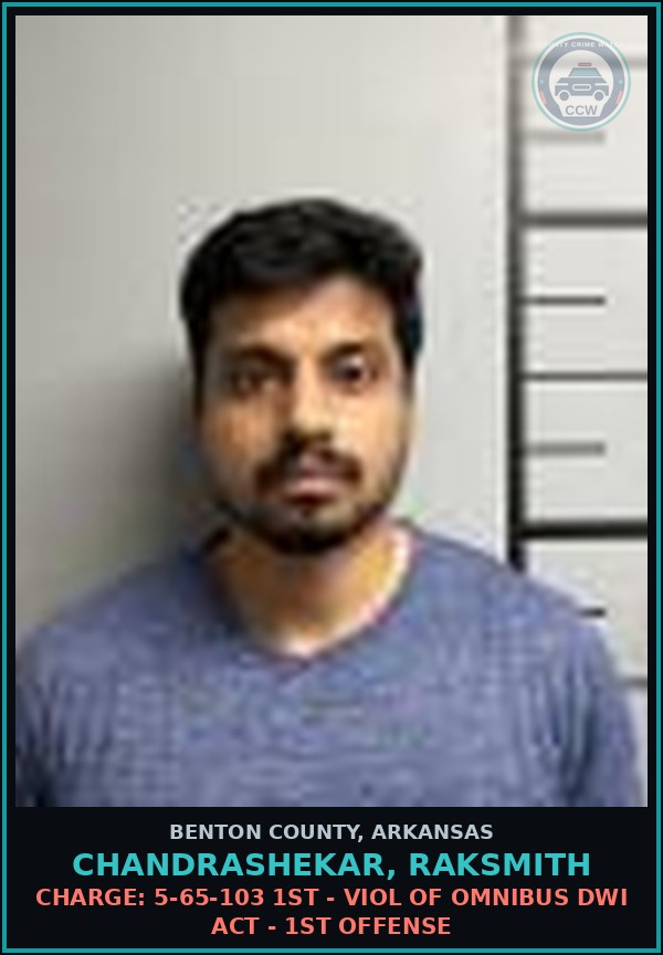 Booking mugshot of Chandrashekar, Raksmith in Benton County
