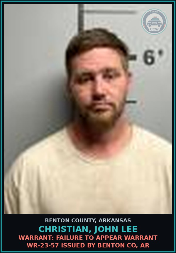 Booking mugshot of Christian, John Lee in Benton County