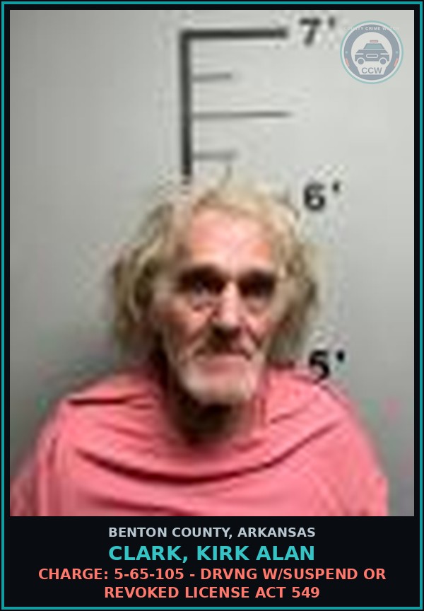 Booking mugshot of Clark, Kirk Alan in Benton County