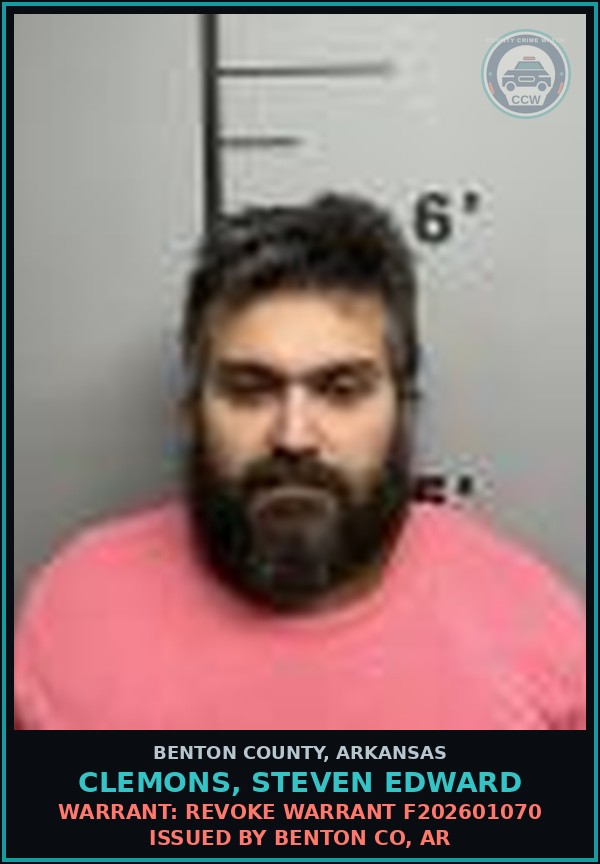 Booking mugshot of Clemons, Steven Edward in Benton County