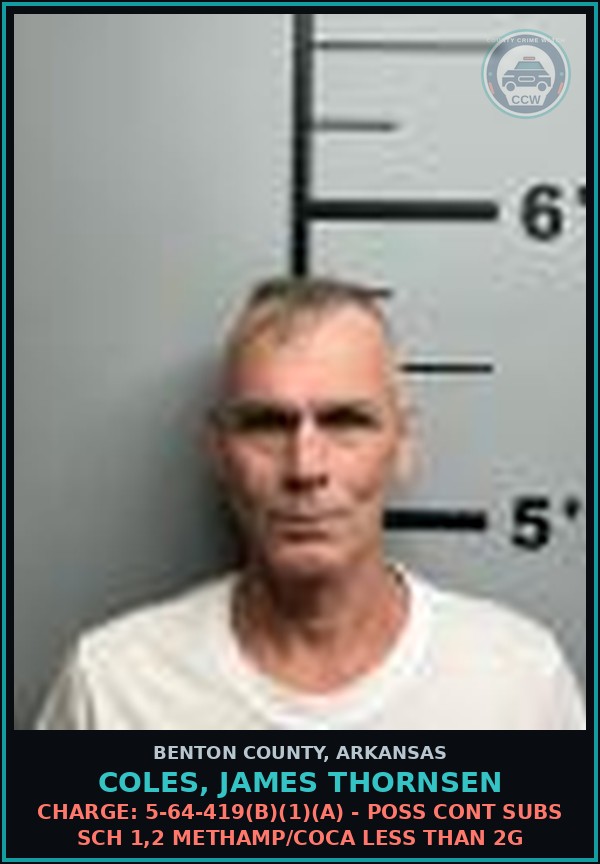 Booking mugshot of Coles, James Thornsen in Benton County